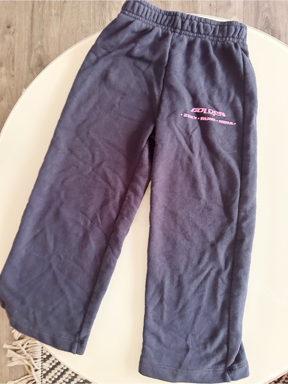Zara K Pop Demon Hunter Black Sweat Pants with Pink Logo